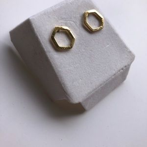 LOFT Gold plated Hexagon earrings